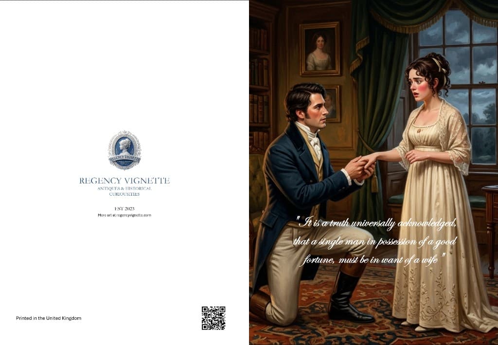 An A5 Regency greetings card printed on textured stock.
